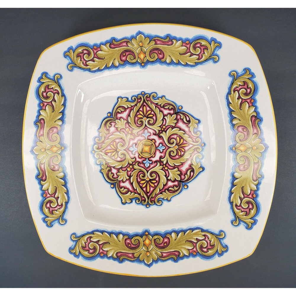 Vintage Deruta Ceramiche Square Platter, Handmade in Italy, Italian Pottery